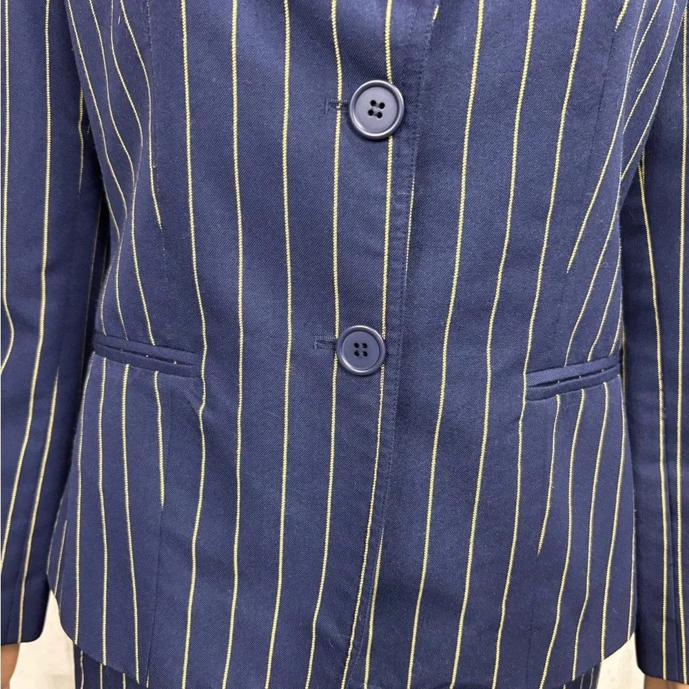 Metrostyle Vintage 90’s Dark Blue‎ Pinstriped Blazer and Skirt Ensemble Suit